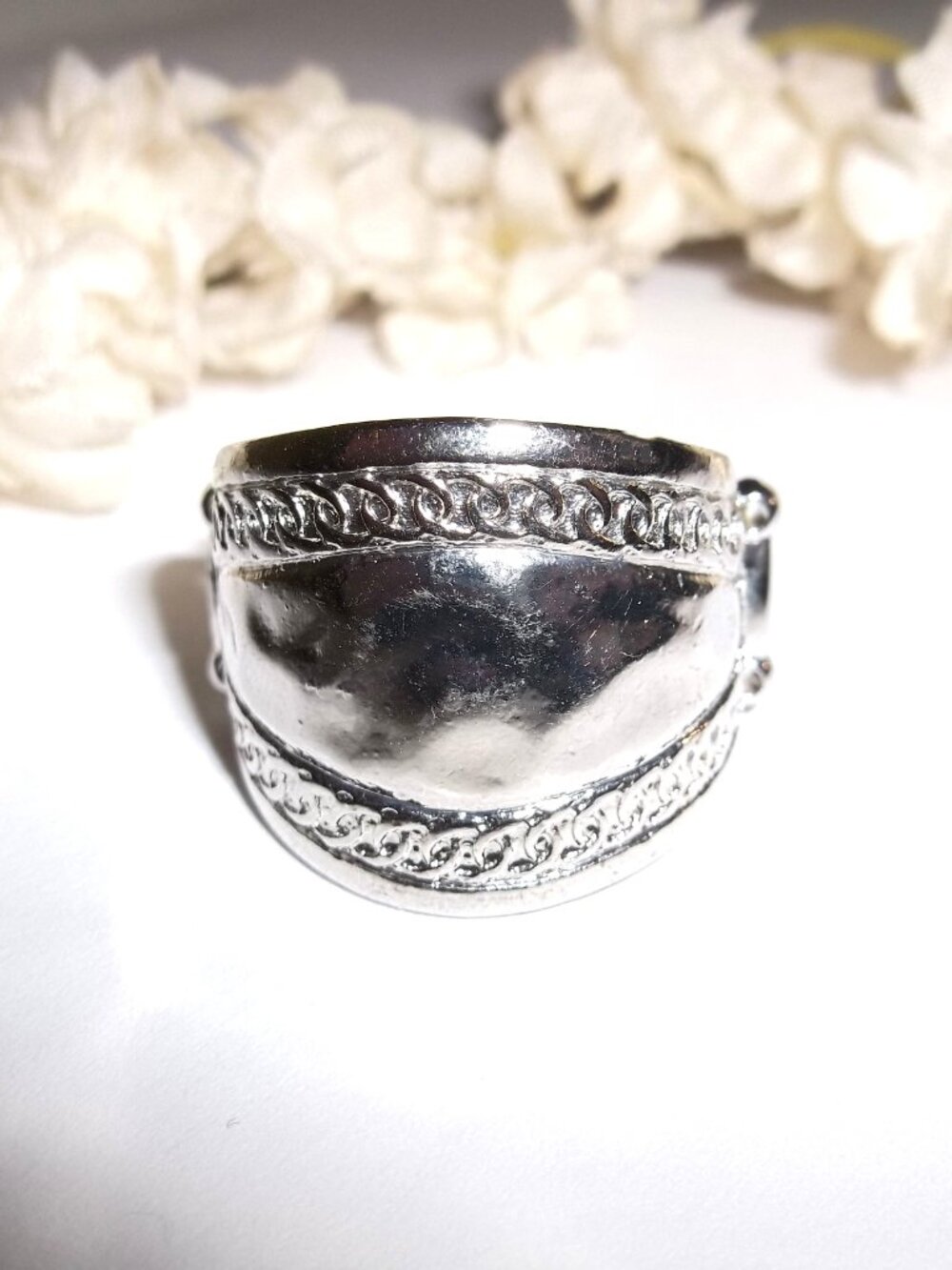 Silver Adjustable Ring Costume Jewelry Statement Fashion Accessory Stretch D876